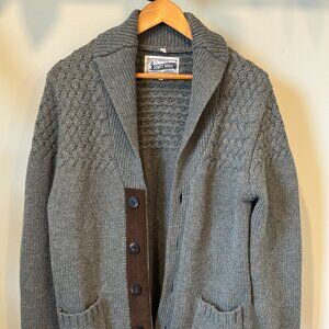 Schott NYC Wool Shawl Collar Cardigan w/ Elbow Patches – Men’s Medium